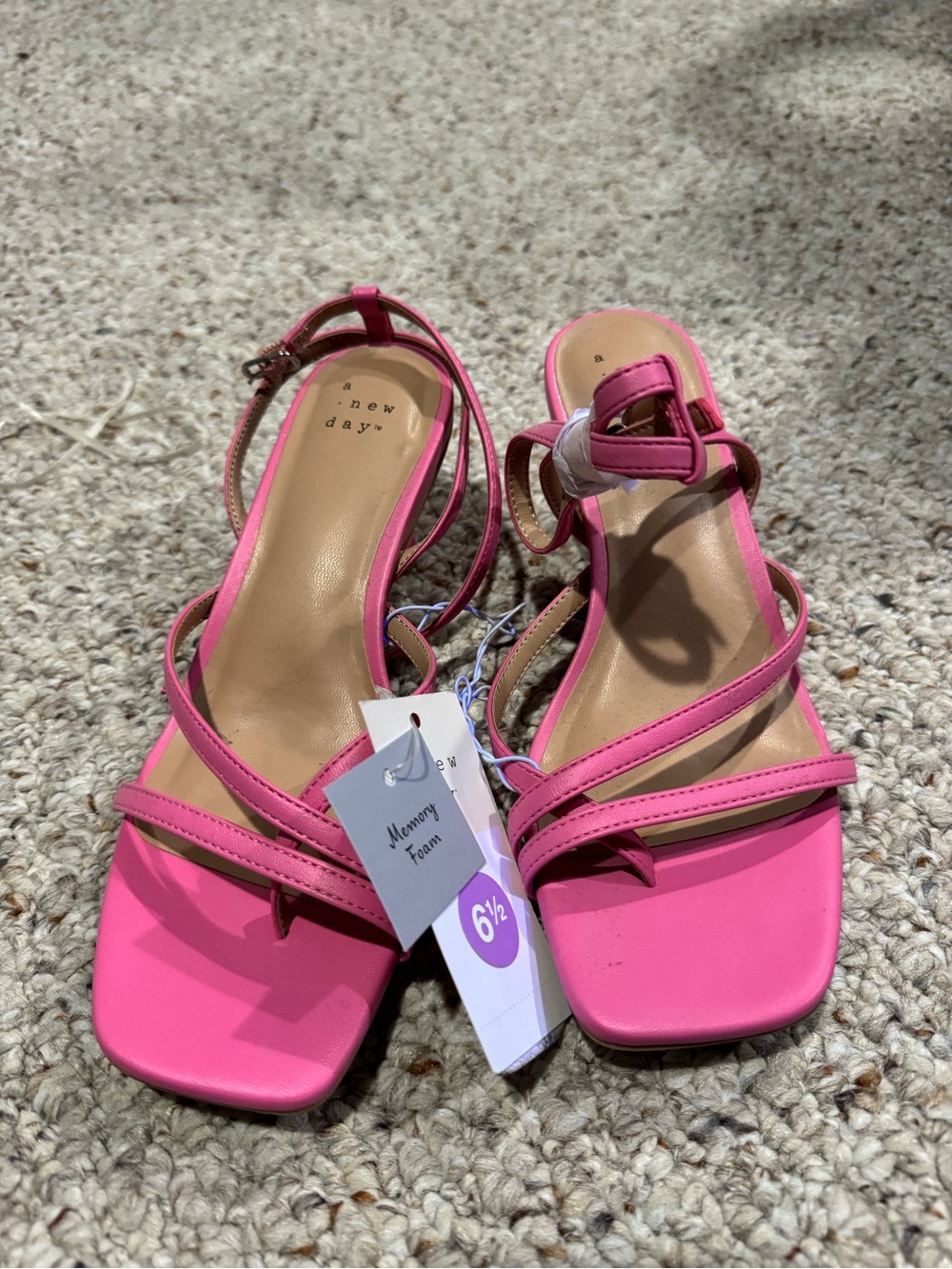NWT a new day Pink Strappy Square-Toe Kitten Heels